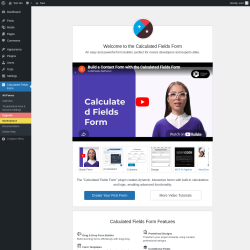 Page screenshot: Calculated Fields Form &lsaquo; Test site &mdash; WordPress