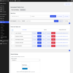 Page screenshot: Settings &rarr; Calculated Fields Form