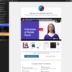 Page screenshot: Calculated Fields Form &lsaquo; Test site &mdash; WordPress