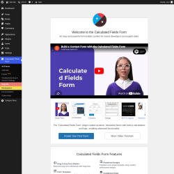 Page screenshot: Calculated Fields Form &lsaquo; Test site &mdash; WordPress