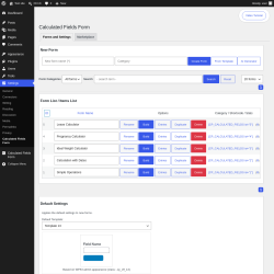 Page screenshot: Settings &rarr; Calculated Fields Form