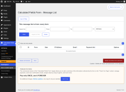 Page screenshot: Calculated Fields Form &rarr; Entries&nbsp;NEW!