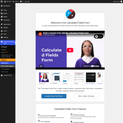 Page screenshot: Calculated Fields Form &lsaquo; Test site &mdash; WordPress