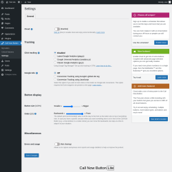 Page screenshot: Call Now Button &rarr; Settings