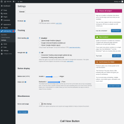 Page screenshot: Call Now Bu&hellip; &rarr; Settings