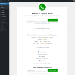 Page screenshot: Welcome to Call Now Button &lsaquo; Test site &mdash; WordPress