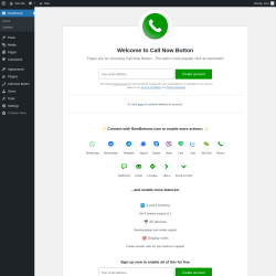Page screenshot: Welcome to Call Now Button &lsaquo; Test site &mdash; WordPress