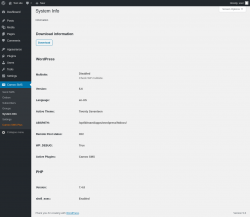 Page screenshot: Camoo SMS → System Info