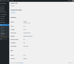Page screenshot: Camoo SMS → System Info