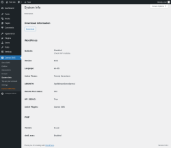 Page screenshot: Camoo SMS → System Info