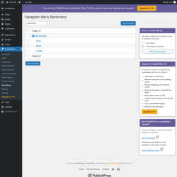 Page screenshot: Capabilities &rarr; Nav Menus