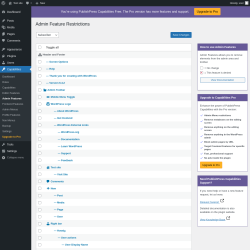 Page screenshot: Capabilities &rarr; Admin Features
