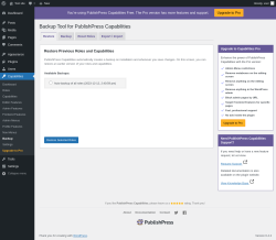 Page screenshot: Capabilities &rarr; Backup