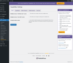 Page screenshot: Capabilities &rarr; Settings