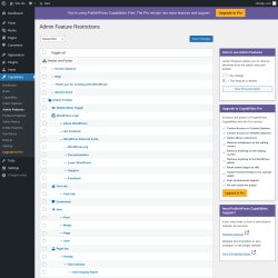 Page screenshot: Capabilities &rarr; Admin Features