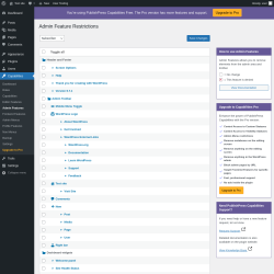 Page screenshot: Capabilities &rarr; Admin Features