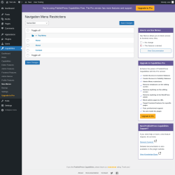 Page screenshot: Capabilities &rarr; Nav Menus
