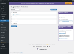 Page screenshot: Capabilities → Nav Menus