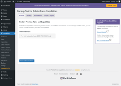 Page screenshot: Capabilities → Backup