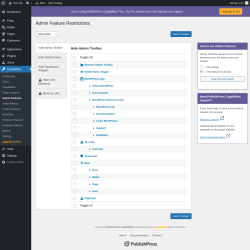 Page screenshot: Capabilities &rarr; Admin Features