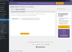 Page screenshot: Capabilities &rarr; Backup
