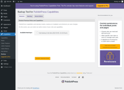 Page screenshot: Capabilities &rarr; Backup