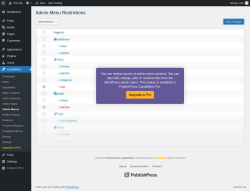 Page screenshot: Capabilities &rarr; Admin Menus