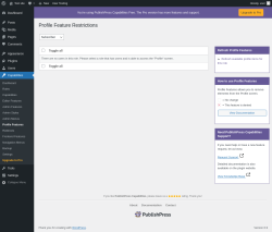 Page screenshot: Capabilities &rarr; Profile Features