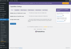 Page screenshot: Capabilities &rarr; Settings