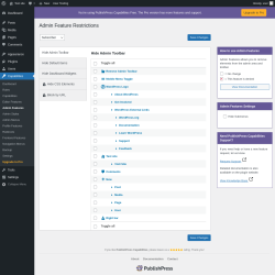 Page screenshot: Capabilities &rarr; Admin Features