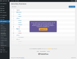 Page screenshot: Capabilities &rarr; Admin Menus