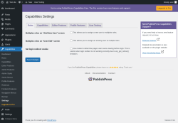 Page screenshot: Capabilities &rarr; Settings