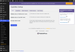 Page screenshot: Capabilities &rarr; Settings
