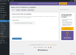 Page screenshot: Capabilities &rarr; Backup