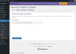 Page screenshot: Capabilities &rarr; Backup