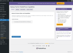 Page screenshot: Capabilities &rarr; Backup