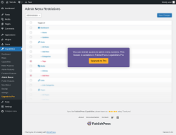 Page screenshot: Capabilities &rarr; Admin Menus
