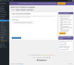Page screenshot: Capabilities &rarr; Backup