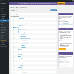 Page screenshot: Capabilities &rarr; Admin Features
