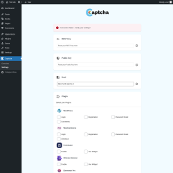Page screenshot: Captcha → Settings