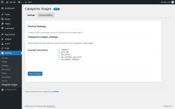Page screenshot: Settings &rarr; Categories Images