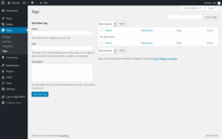 Page screenshot: Pages &rarr; Tags