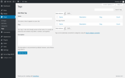 Page screenshot: Pages &rarr; Tags