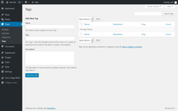 Page screenshot: Pages &rarr; Tags