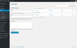 Page screenshot: Pages &rarr; Page Tags