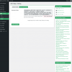 Page screenshot: CBX Maps &rarr; Setting &rarr; Demo & Shortcodes