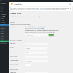 Page screenshot: Charitable → Settings