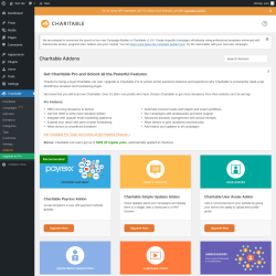 Page screenshot: Charitable → Addons
