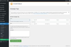 Page screenshot: Charitable → Tags