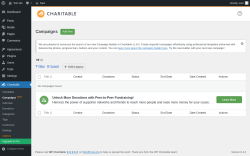 Page screenshot: Charitable → Campaigns  NEW!